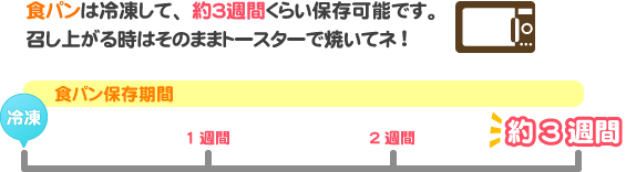 食パンは冷凍して約3週間保存可能